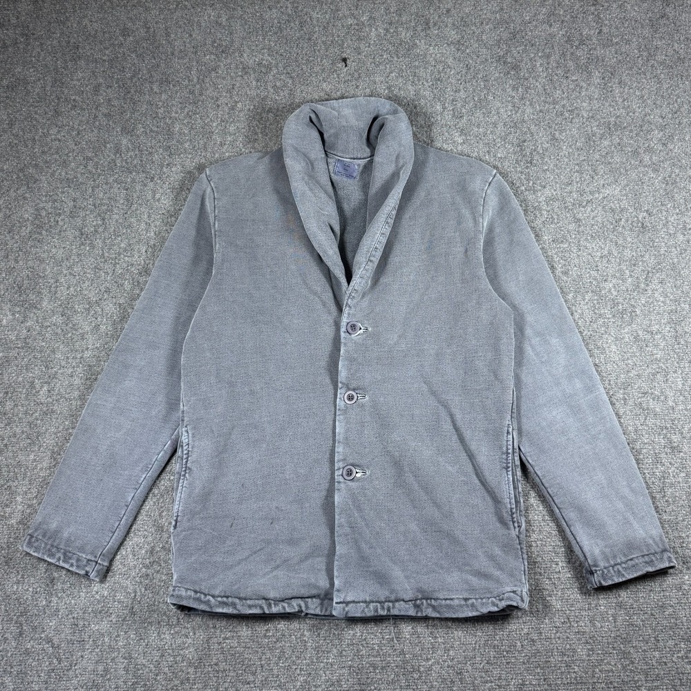 SMOCK Mohawk General Store 100% Cotton Shawl Collar Cardigan Jacket Gray Small